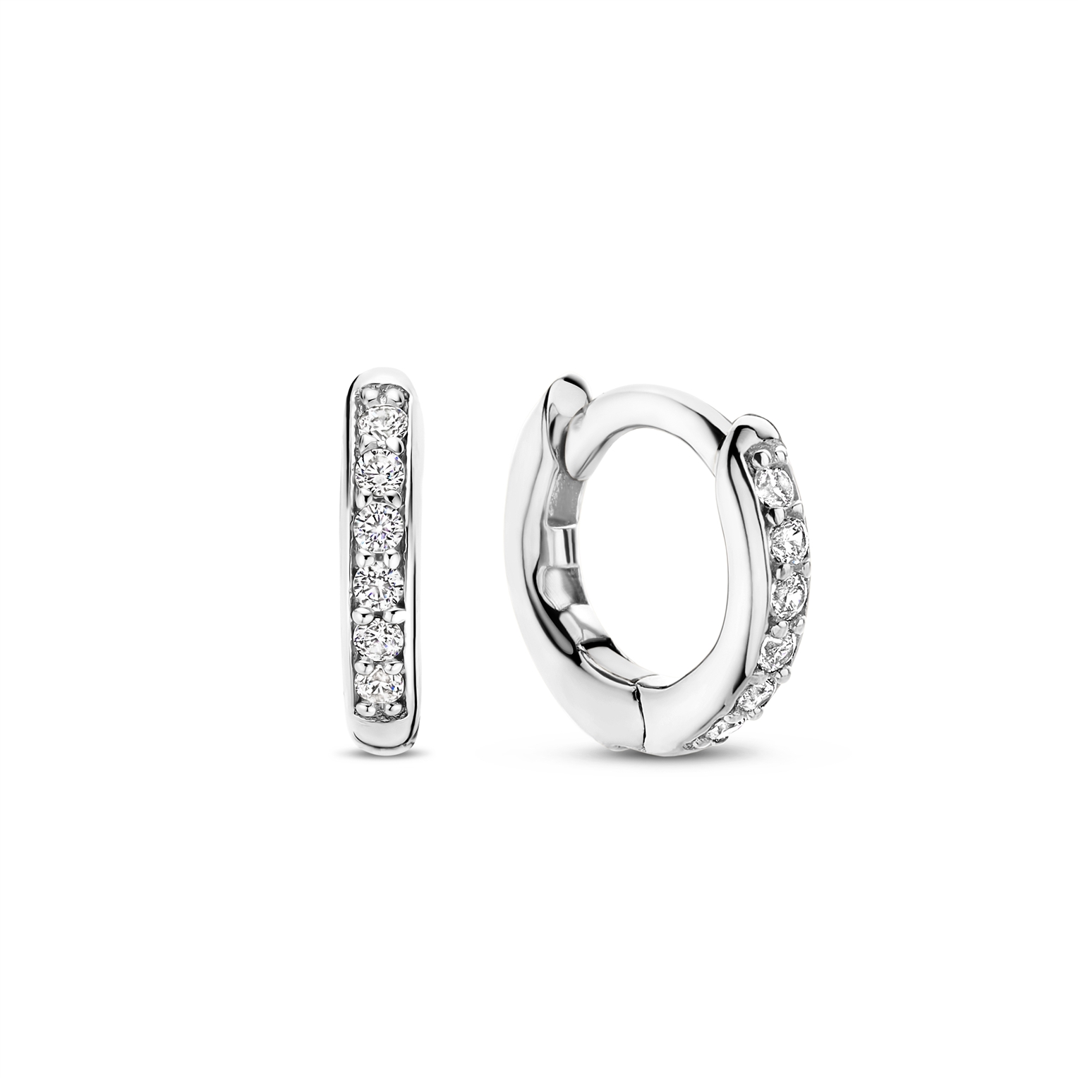 Ti Sento - Zilveren klapcreolen bezet met zirconia's - 7954ZI